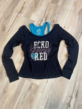 Y2K Ecko Unlimited Black Long sleeve with Turquoise Tank Top
